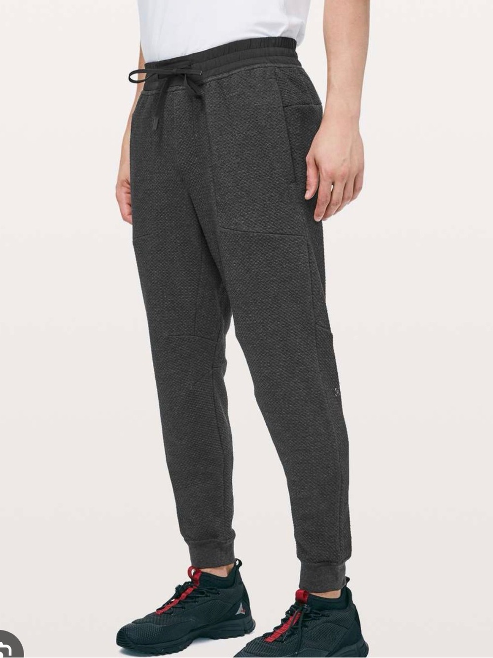 Lululemon At Ease Jogger textured charcoal gray and black XXL